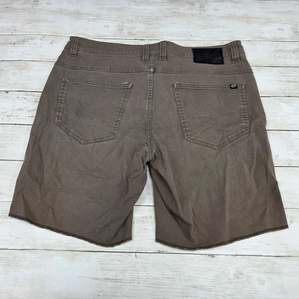Fox Racing Dagger Slim Fit Cut Off Shorts Mens 33 Brown Cotton Stretch 23078
